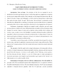 Part I, Early In-Person Voting and Open Absentee Voting, of Principles of Election Administration