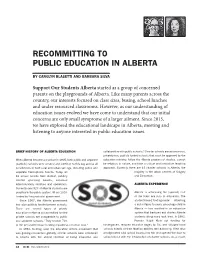Recommitting to Public Education in Alberta