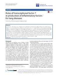 Roles of Transcriptional Factor 7 in Production of Inflammatory Factors for Lung Diseases Yichun Zhu, William Wang and Xiangdong Wang*