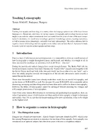 Teaching Lexicography