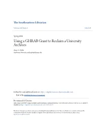 Using a GHRAB Grant to Reclaim a University Archives Anne A