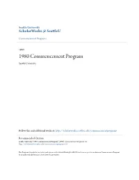 1980 Commencement Program Seattle Niu Versity