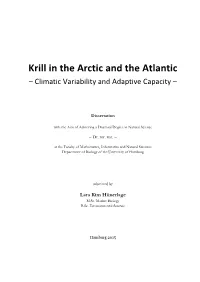 Krill in the Arctic and the Atlantic – Climatic Variability and Adaptive Capacity –