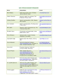 List of Environment Columnist