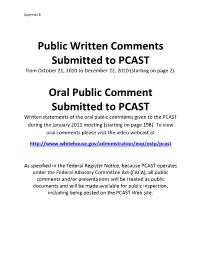 Public Written Comments Submitted to PCAST from October 21, 2010 to December 22, 2010 (Starting on Page 2)
