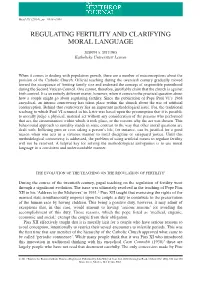 Regulating Fertility and Clarifying Moral Language