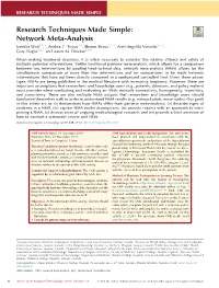 Research Techniques Made Simple: Network Meta-Analysis