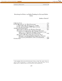 Resolving the Debate on Public Funding for National Public Radio