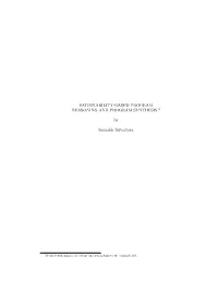 Satisfiability-Based Program Reasoning and Program Synthesis 1