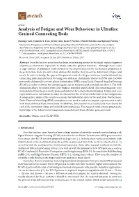 Analysis of Fatigue and Wear Behaviour in Ultrafine Grained Connecting Rods