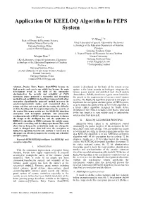 Application of KEELOQ Algorithm in PEPS System