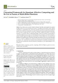 Conceptual Framework for Quantum Affective Computing and Its Use in Fusion of Multi-Robot Emotions