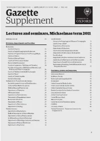Lectures and Seminars Michaelmas Term 2011