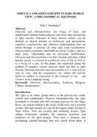 Omenala and Omenachukwu in Igbo World View: a Philosophical Equipoise