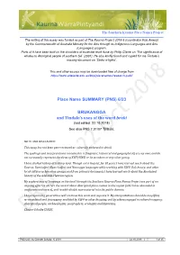 Place Name SUMMARY (PNS) 6/23 BRUKANGGA and Tindale's Uses Of