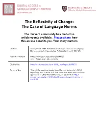 The Reflexivity of Change: the Case of Language Norms