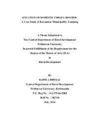 A Case Study of Karaputar Municipality, Lamjung a Thesis