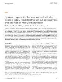 Cytokine Expression by Invariant Natural Killer T Cells Is Tightly Regulated Throughout Development and Settings of Type-2 Inflammation