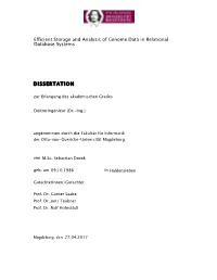 Efficient Storage and Analysis of Genome Data in Relational Database Systems