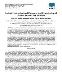 Indicative Architectural Elements and Organization of Plan in Ancient Iran Schools