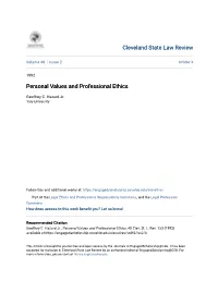 Personal Values and Professional Ethics