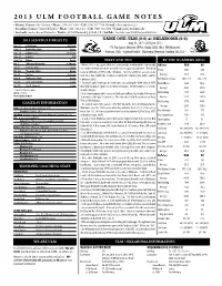 2013 Ulm Football Game Notes