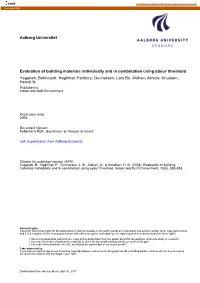 Aalborg Universitet Evaluation of Building Materials