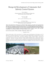 Design & Development of Automatic Soil Salinity Control System