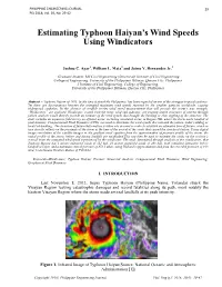 Estimating Typhoon Haiyan's Wind Speeds Using Windicators