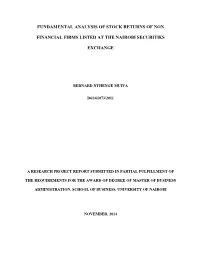 Fundamental Analysis of Stock Returns of Non Financial Firms Listed at The