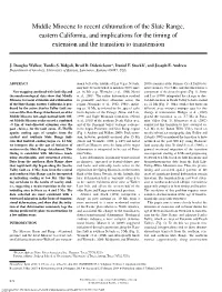 Middle Miocene to Recent Exhumation of the Slate Range, Eastern California, and Implications for the Timing of Extension and the Transition to Transtension