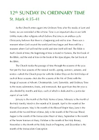 Ordinary Time, 12Th Sunday, Year B