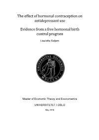 The Effect of Hormonal Contraception on Antidepressant Use Evidence