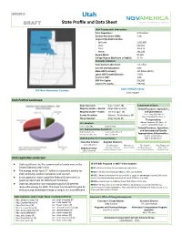 Utah DRAFT State Profile and Data Sheet