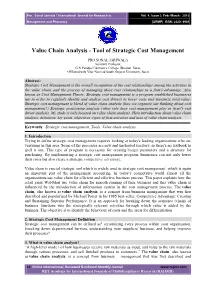 Value Chain Analysis - Tool of Strategic Cost Management