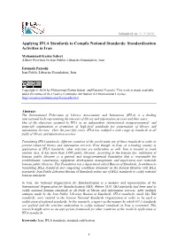Applying IFLA Standards to Compile National Standards: Standardization Activities in Iran