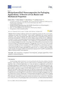 (Bio)Polymer/Zno Nanocomposites for Packaging Applications: a Review of Gas Barrier and Mechanical Properties