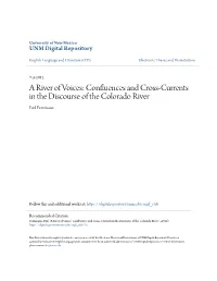 Confluences and Cross-Currents in the Discourse of the Colorado River Paul Formisano