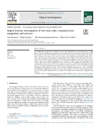 Digital Forensic Investigation of Two-Way Radio Communication Equipment and Services