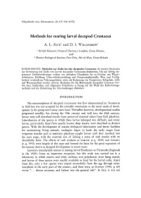 Methods for Rearing Larval Decapod Crustacea