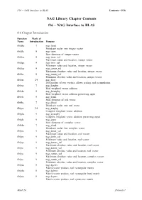 NAG Library Chapter Contents F16 – NAG Interface to BLAS F16 Chapter Introduction