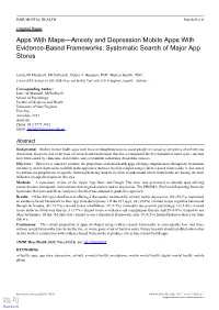 Apps with Maps—Anxiety and Depression Mobile Apps With