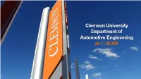 Clemson University Department of Automotive Engineering at CUICAR