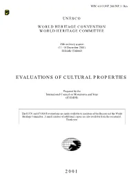 Evaluations of Cultural Properties 2001