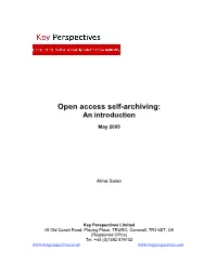 Open Access Self-Archiving: an Introduction