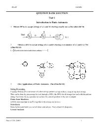 QUESTION BANK SOLUTION Unit 1 Introduction to Finite Automata