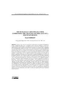 The Romanian Carpathians Under Communism: the Changing Significance of a Mountain Region