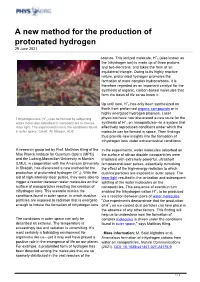 A New Method for the Production of Protonated Hydrogen 29 June 2021