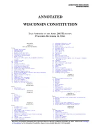 Annotated Wisconsin Constitution