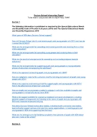 Devizes School Information Report to Be Read in Conjunction with the SEN Policy TWHF Section 1 the Following Information Is Publ